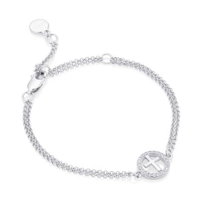 Sterling Silver Baby and Childrens ID Bracelet With Cross & Optional  Engraving